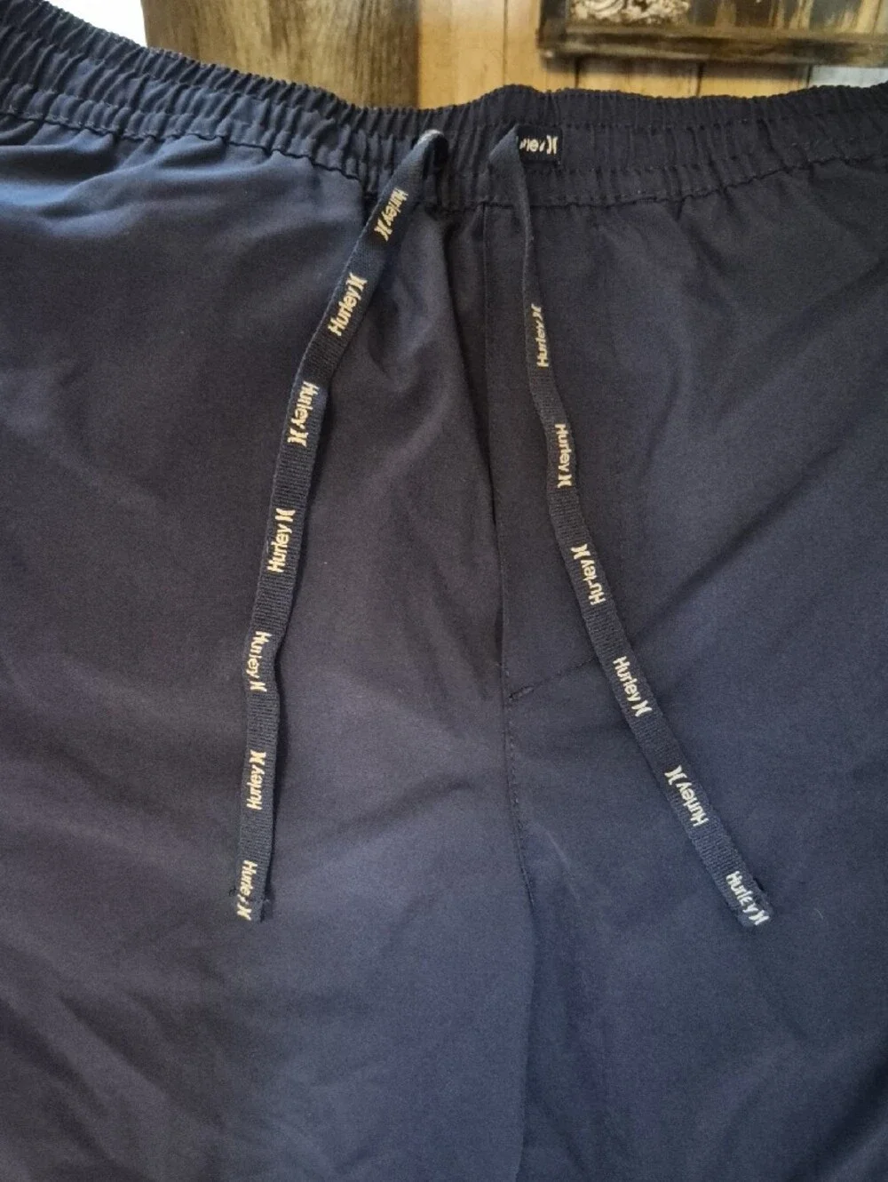 Hurley Men's Navy Blue Swim Trunks with Branded Drawstring Size Large